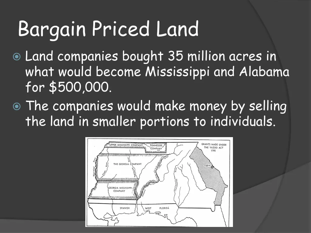 bargain priced land land companies bought