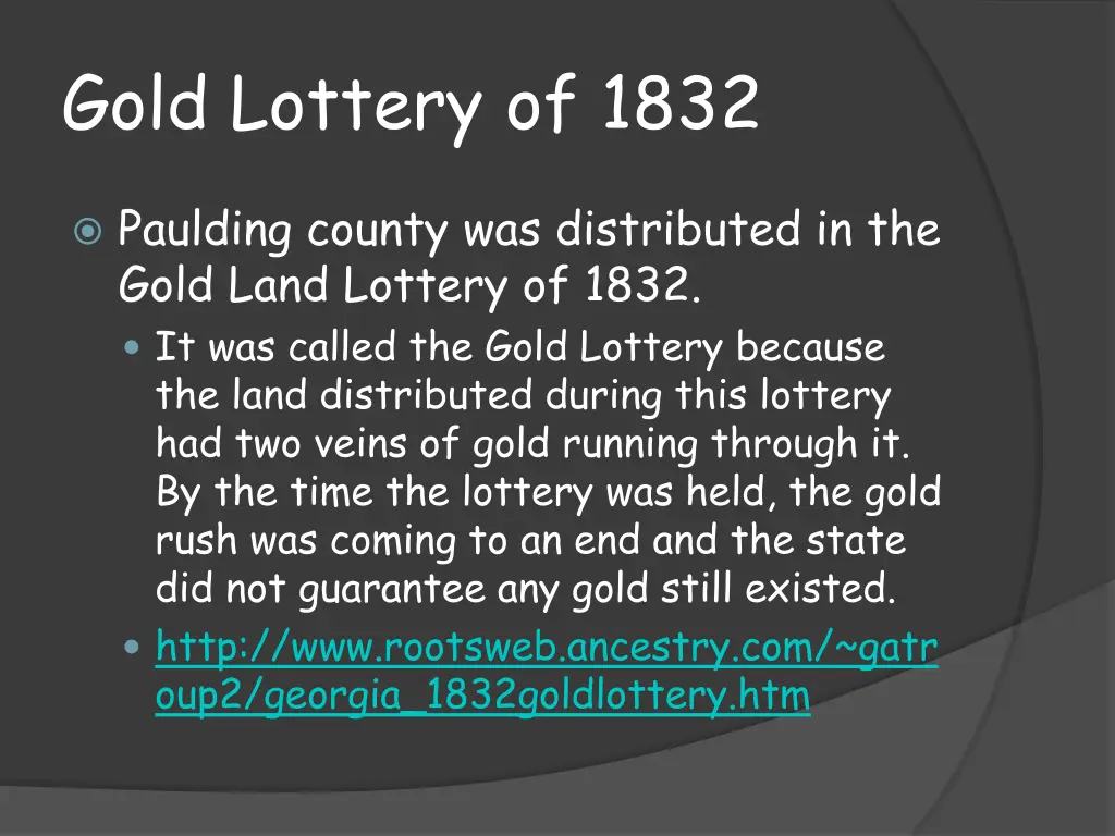 gold lottery of 1832