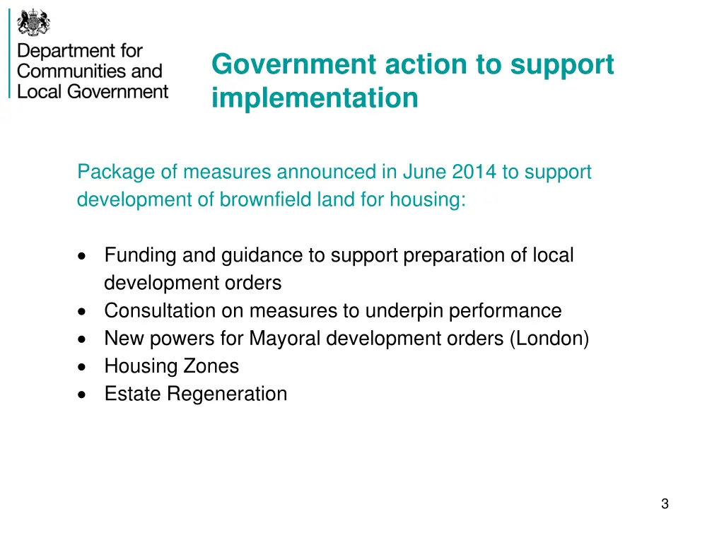 government action to support implementation