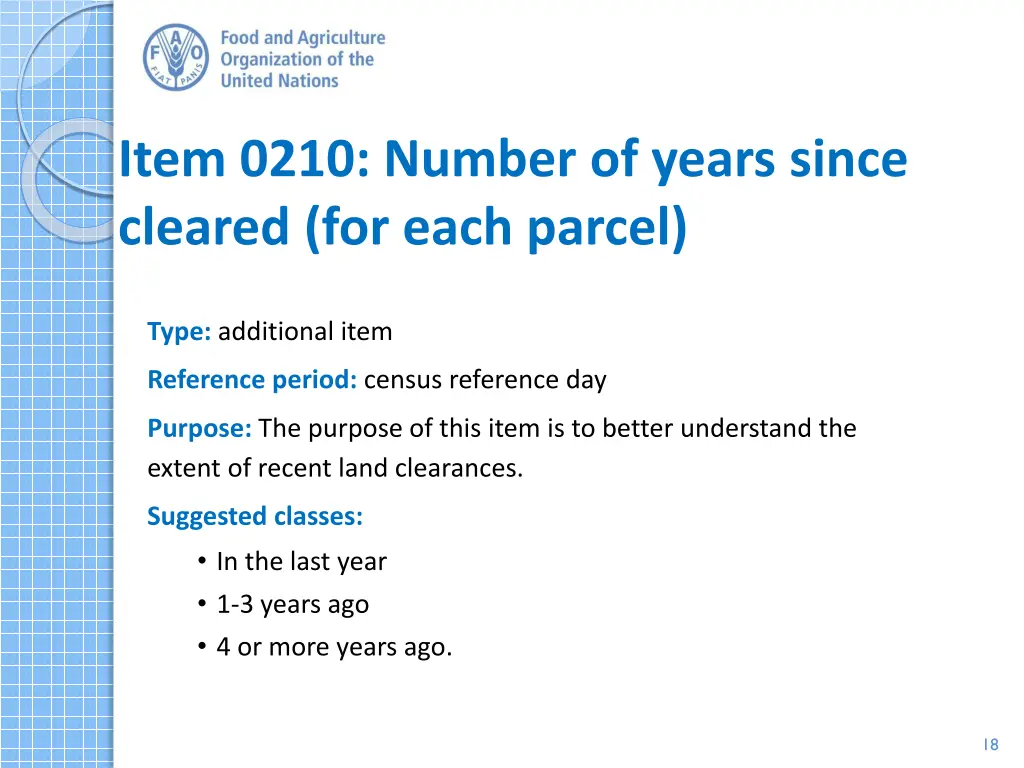 item 0210 number of years since cleared for each