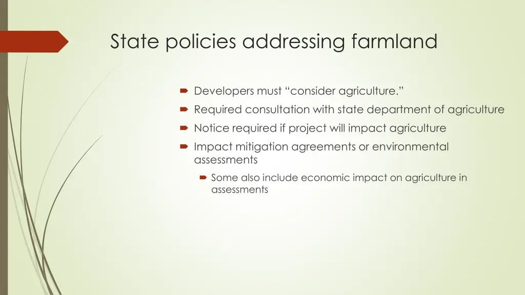 state policies addressing farmland