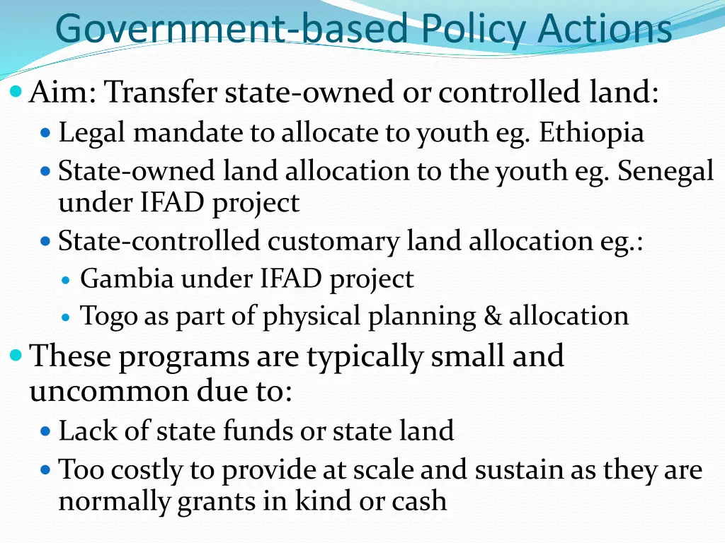 government based policy actions