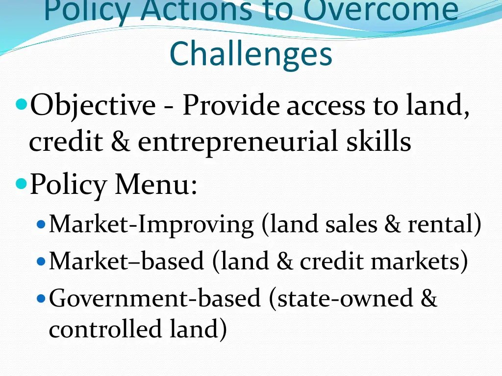 policy actions to overcome challenges