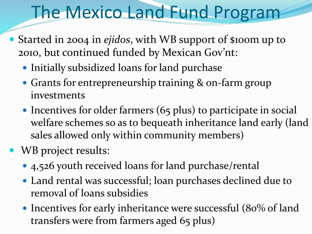 the mexico land fund program