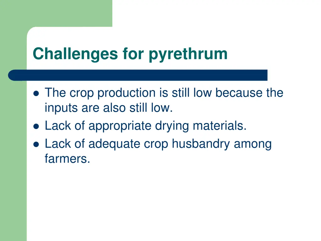 challenges for pyrethrum