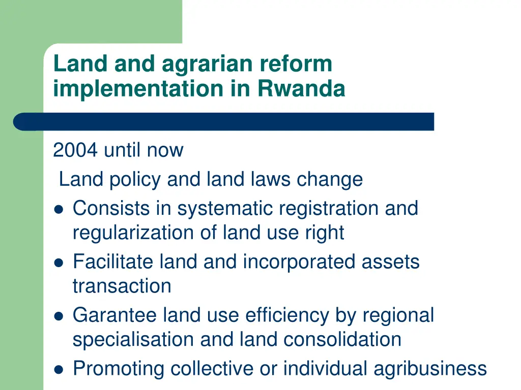 land and agrarian reform implementation in rwanda