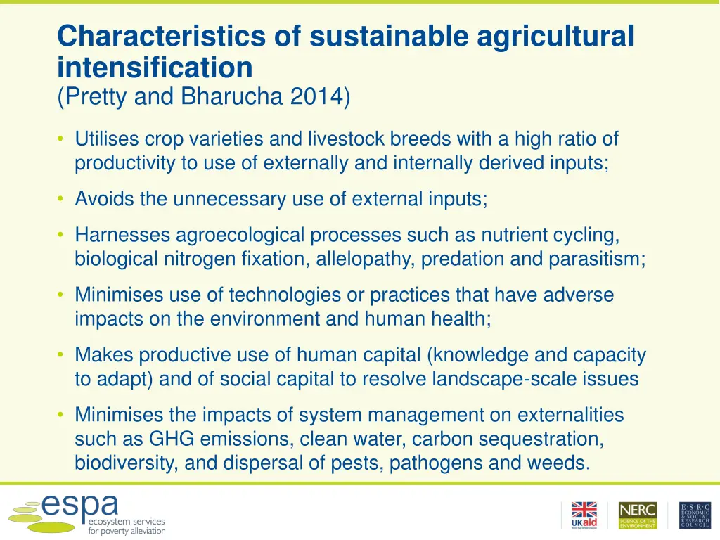 characteristics of sustainable agricultural