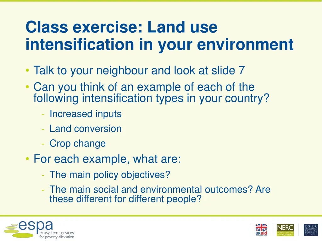 class exercise land use intensification in your