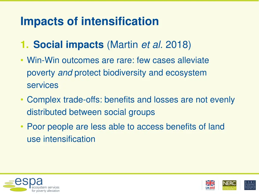 impacts of intensification