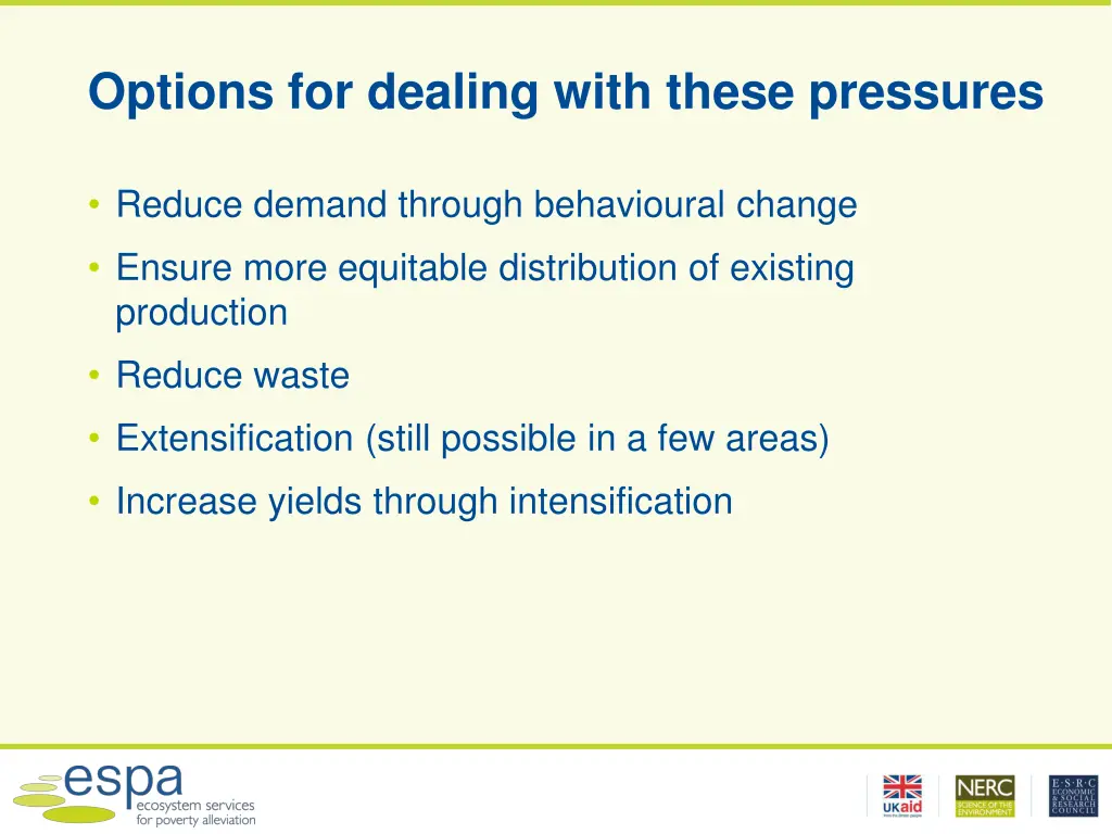 options for dealing with these pressures