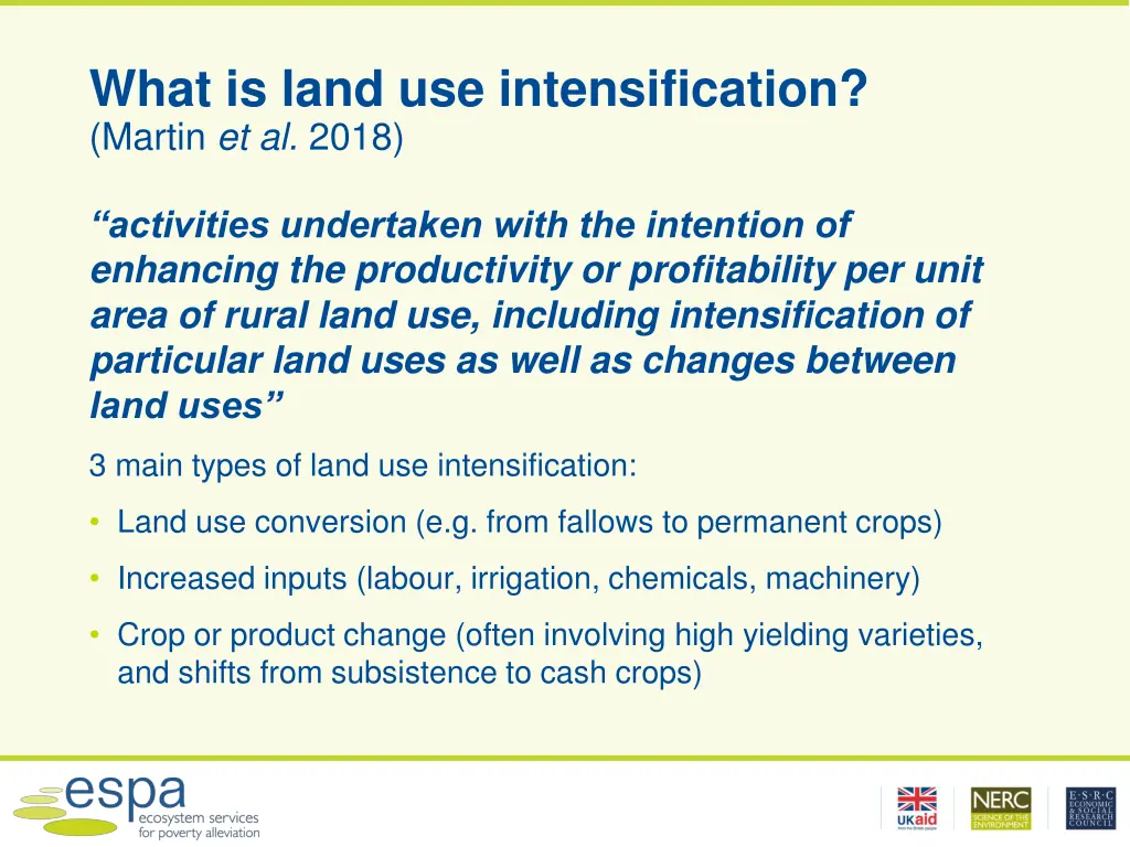 what is land use intensification martin et al 2018