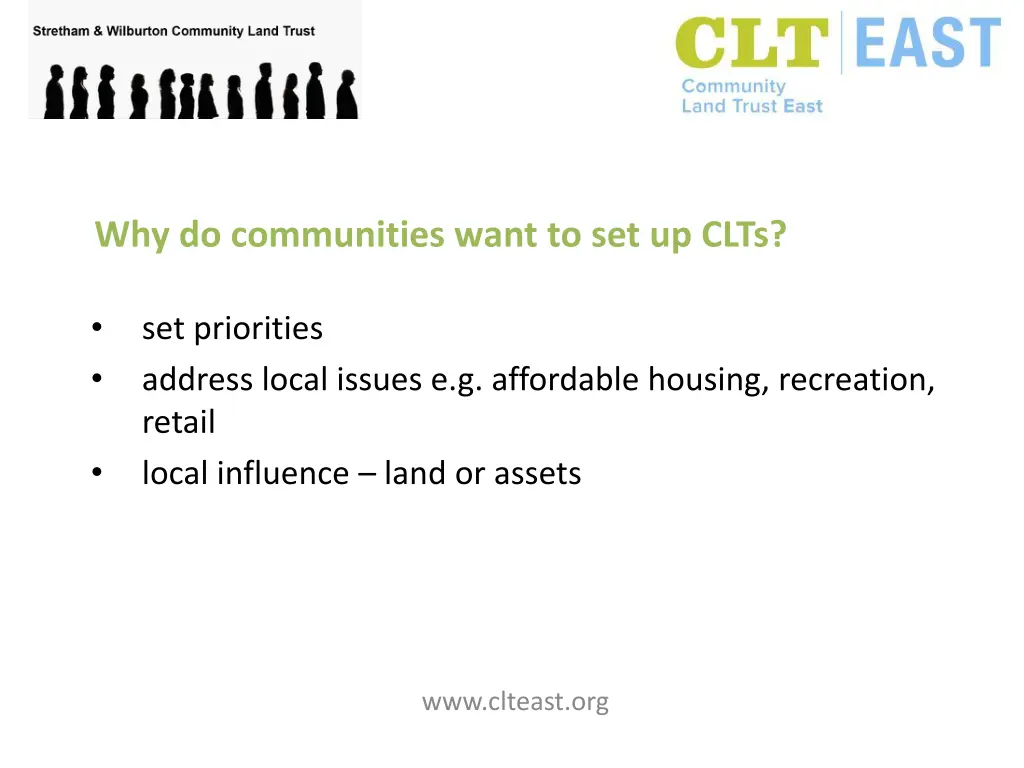 why do communities want to set up clts