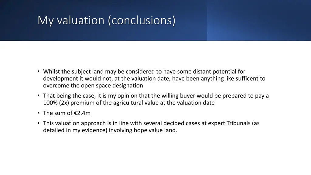 my valuation conclusions