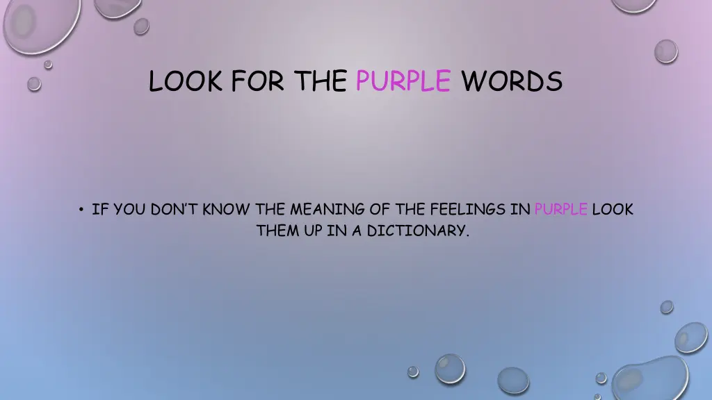 look for the purple words