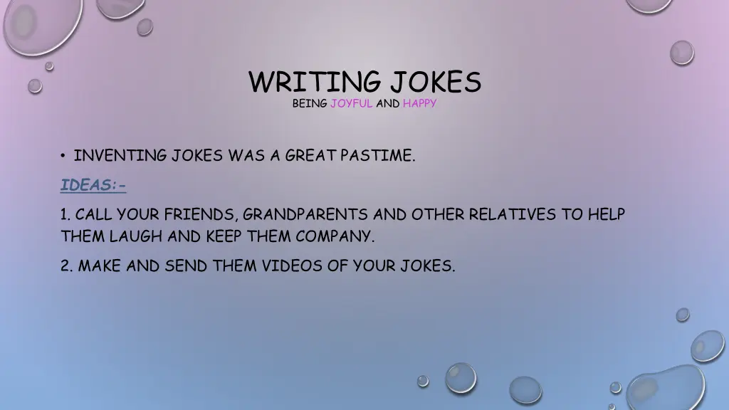 writing jokes being joyful and happy