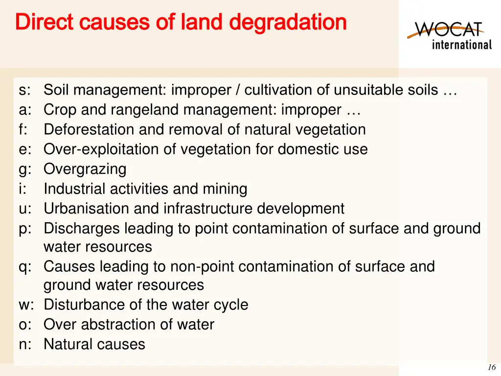 direct causes of land degradation direct causes