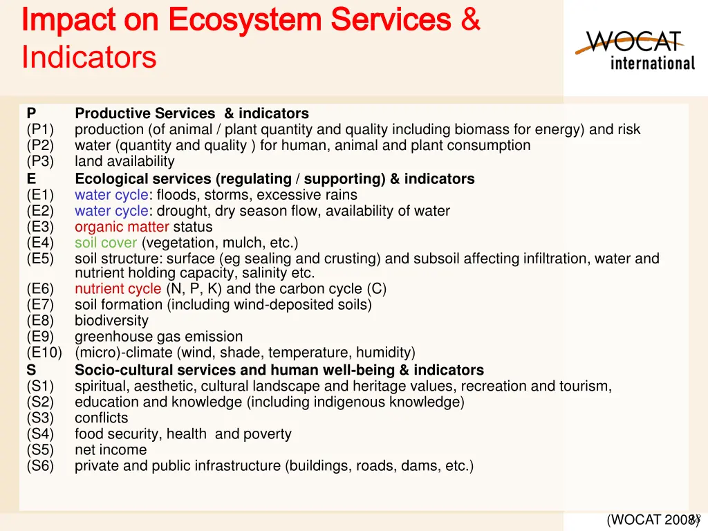 impact on ecosystem services impact on ecosystem