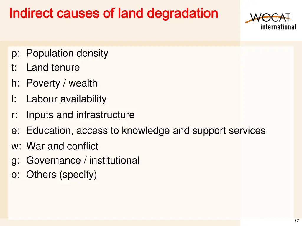 indirect causes of land degradation indirect