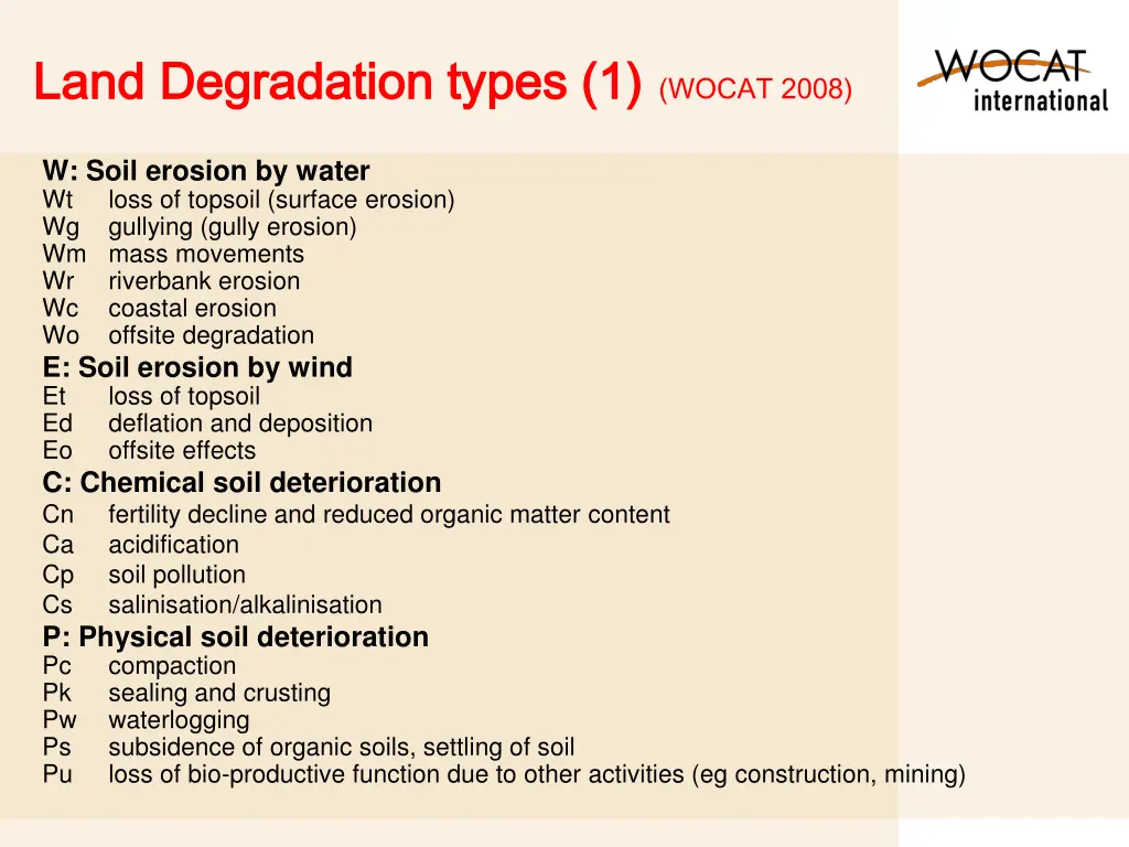 land degradation types 1 land degradation types 1