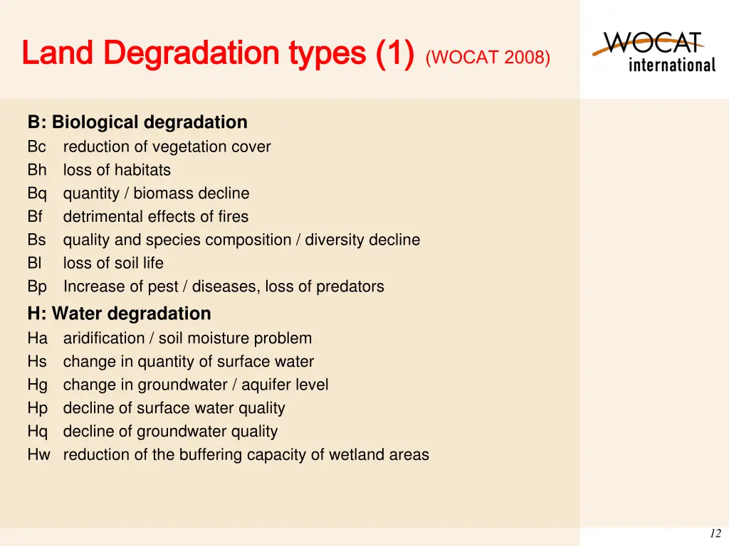 land degradation types 1 land degradation types 2