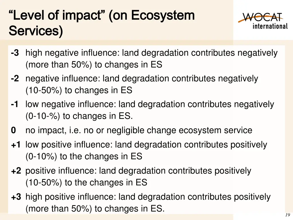 level of impact on ecosystem level of impact