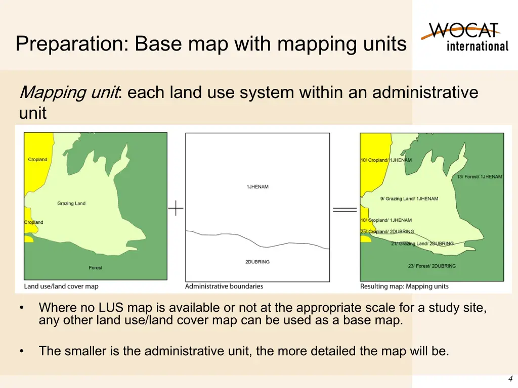 preparation base map with mapping units