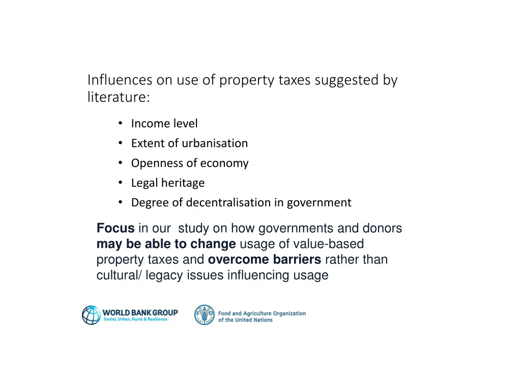 influences on use of property taxes suggested