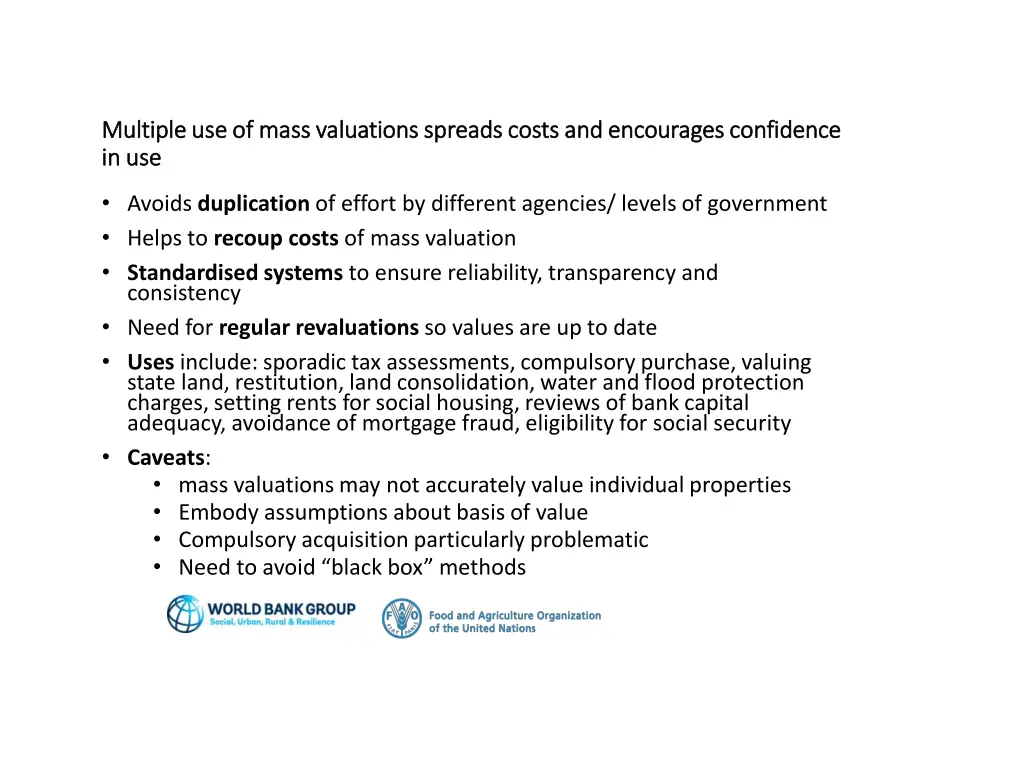 multiple use of mass valuations spreads costs