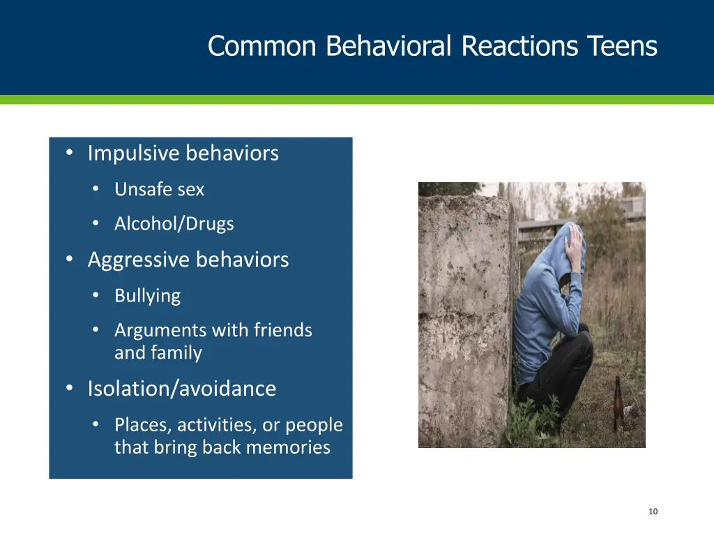 common behavioral reactions teens