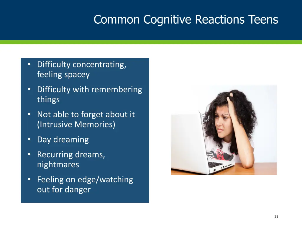 common cognitive reactions teens