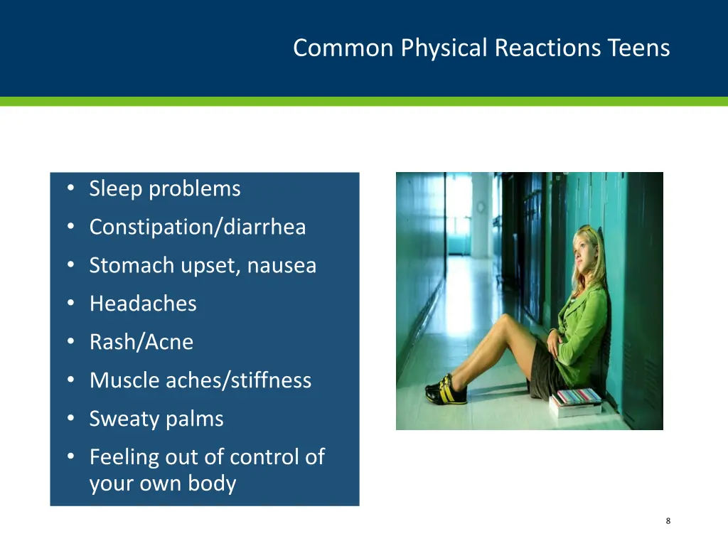 common physical reactions teens