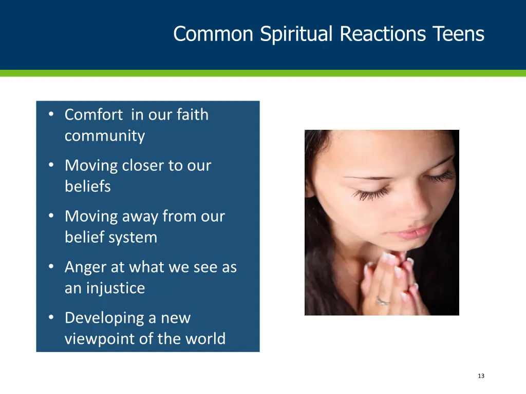 common spiritual reactions teens