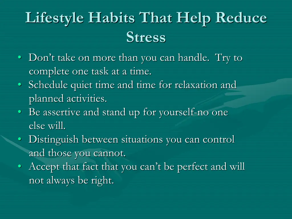 lifestyle habits that help reduce stress