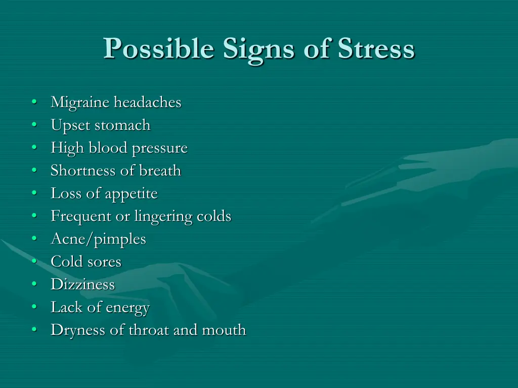 possible signs of stress