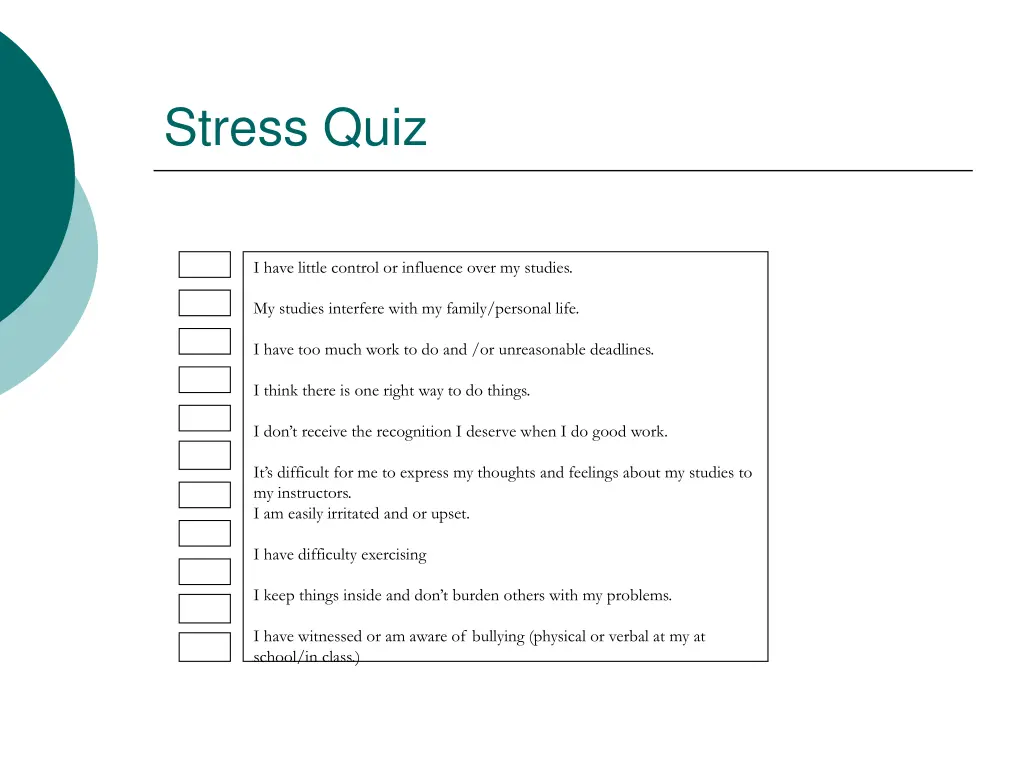 stress quiz 1