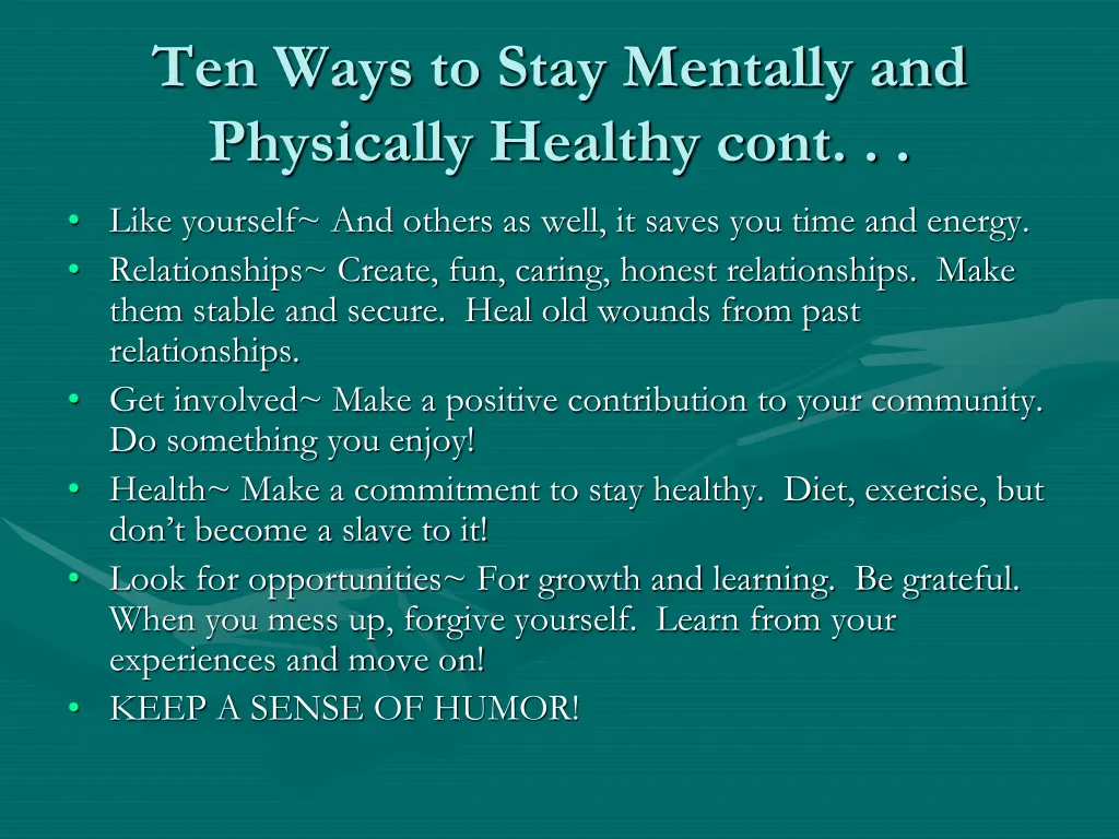 ten ways to stay mentally and physically healthy 1