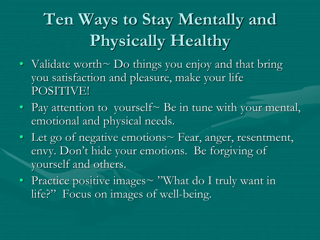 ten ways to stay mentally and physically healthy