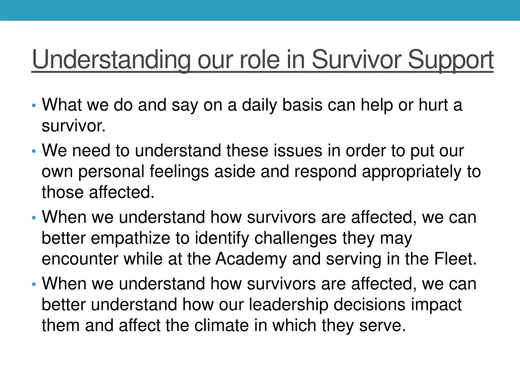 understanding our role in survivor support