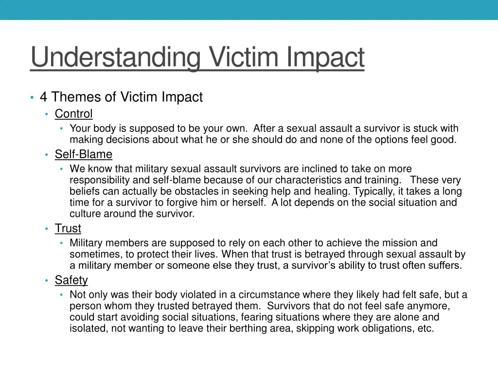 understanding victim impact