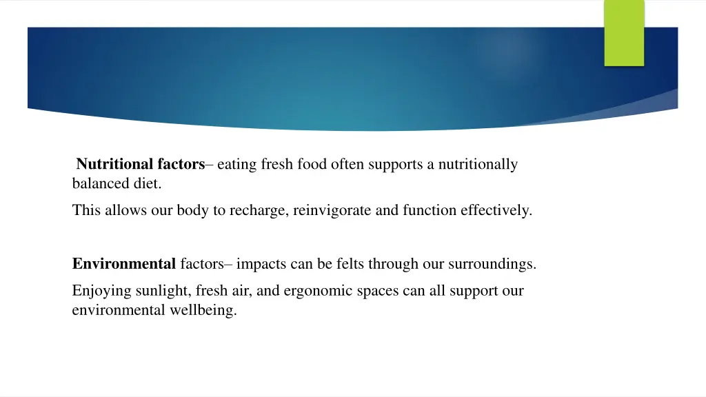 nutritional factors eating fresh food often