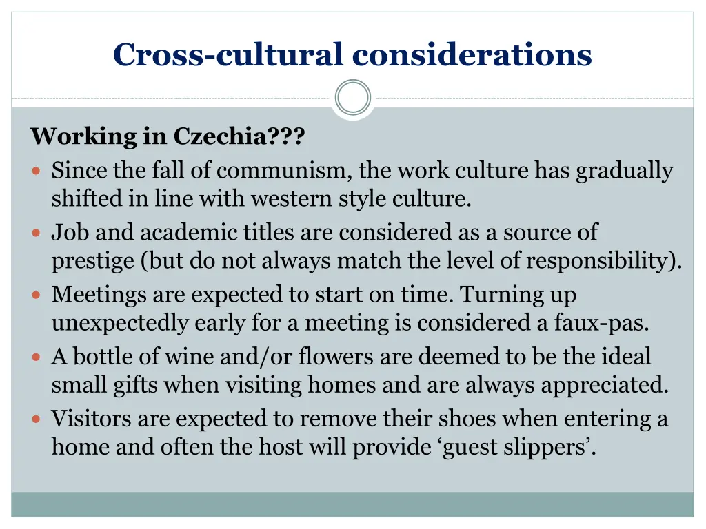 cross cultural considerations 8