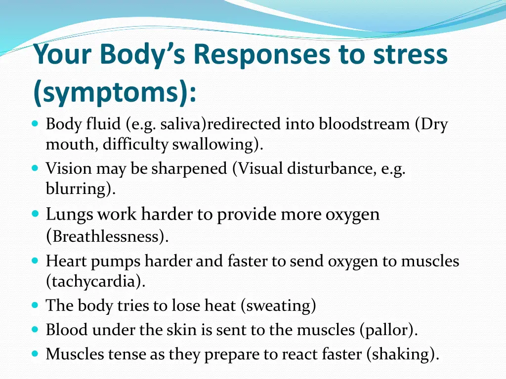 your body s responses to stress symptoms body