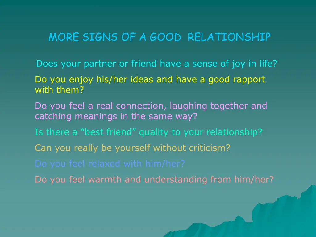 more signs of a good relationship