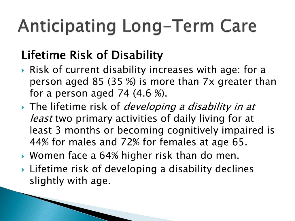 lifetime risk of disability risk of current