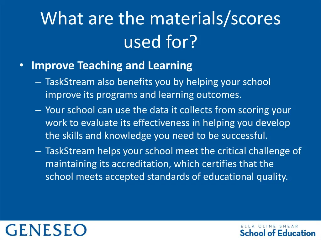 what are the materials scores used for improve