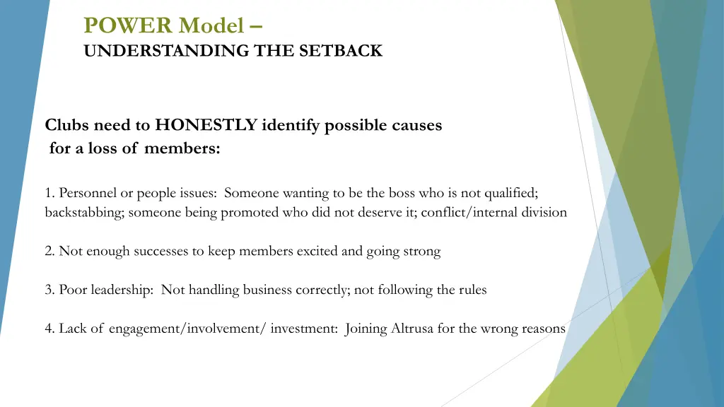 power model understanding the setback