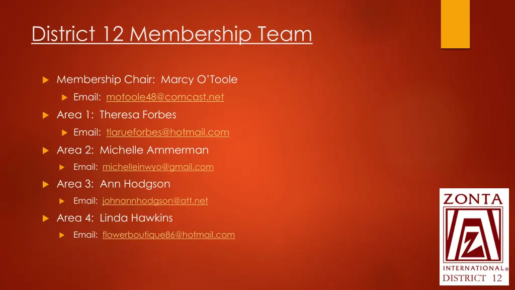 district 12 membership team