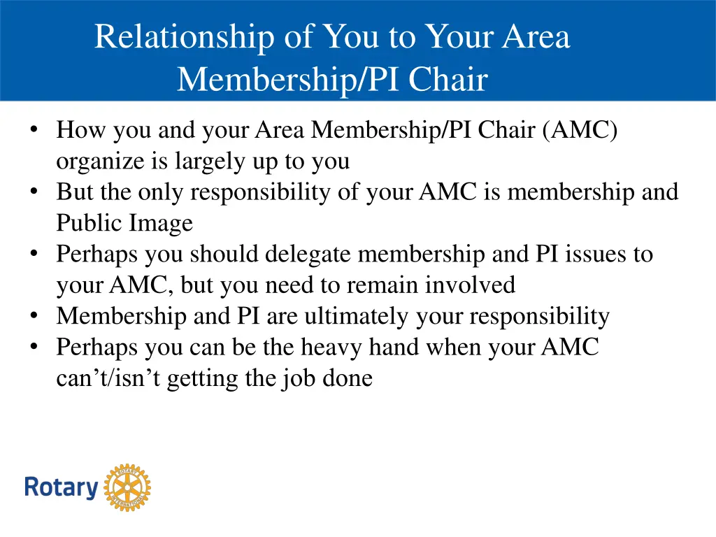 relationship of you to your area membership