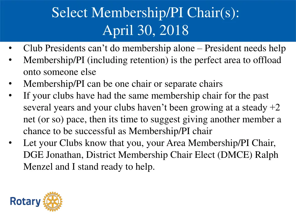 select membership pi chair s april 30 2018