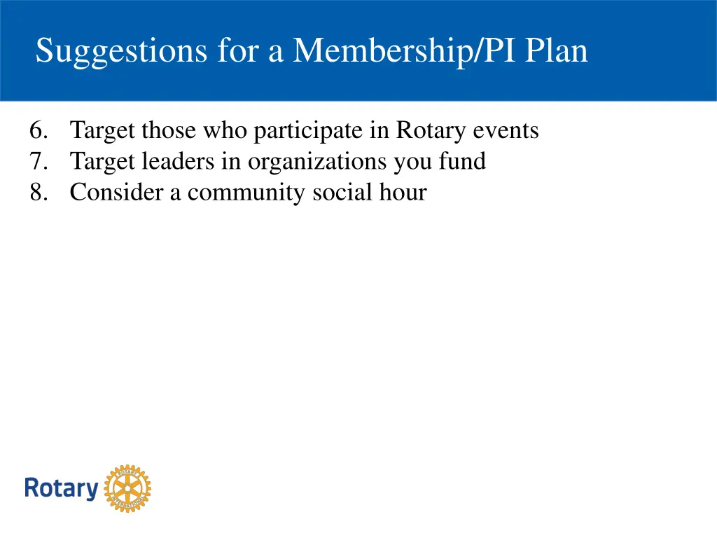 suggestions for a membership pi plan 1